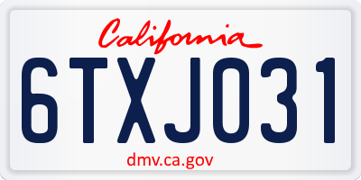 CA license plate 6TXJ031