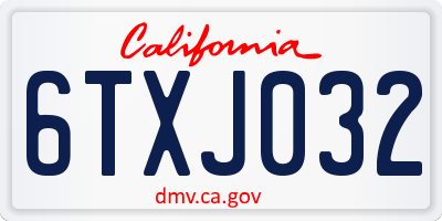 CA license plate 6TXJ032