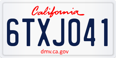 CA license plate 6TXJ041