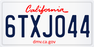 CA license plate 6TXJ044