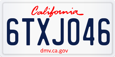 CA license plate 6TXJ046