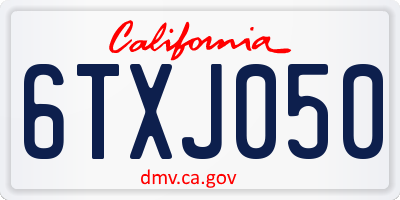 CA license plate 6TXJ050