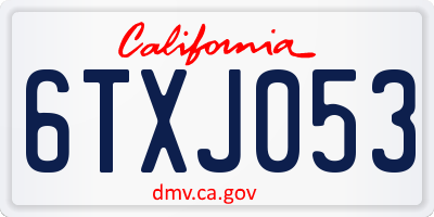 CA license plate 6TXJ053