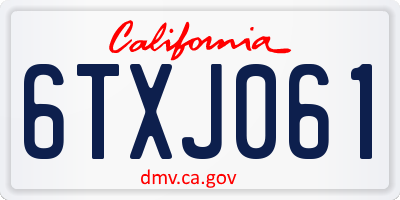 CA license plate 6TXJ061