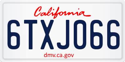 CA license plate 6TXJ066