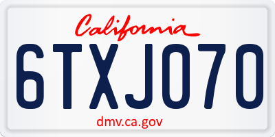 CA license plate 6TXJ070