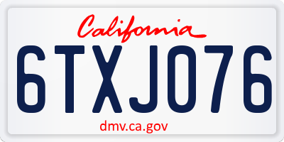 CA license plate 6TXJ076