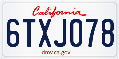 CA license plate 6TXJ078
