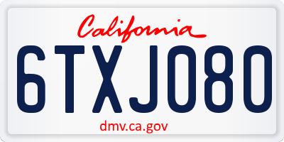 CA license plate 6TXJ080