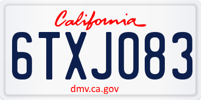 CA license plate 6TXJ083