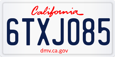 CA license plate 6TXJ085