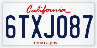 CA license plate 6TXJ087