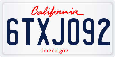 CA license plate 6TXJ092