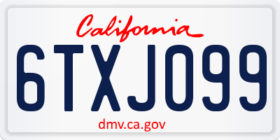 CA license plate 6TXJ099