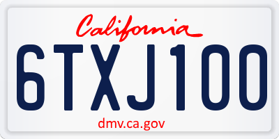 CA license plate 6TXJ100