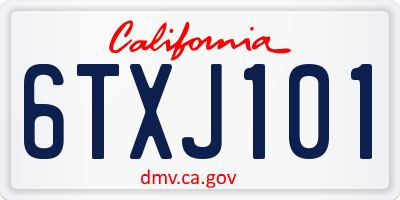 CA license plate 6TXJ101