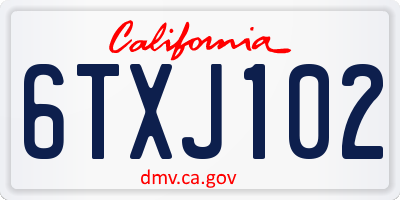 CA license plate 6TXJ102