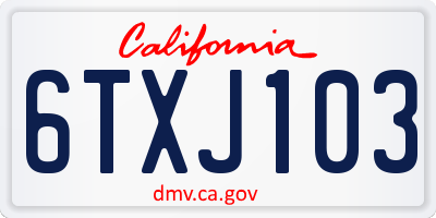 CA license plate 6TXJ103