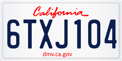CA license plate 6TXJ104