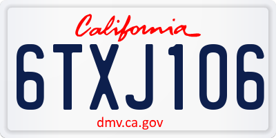 CA license plate 6TXJ106