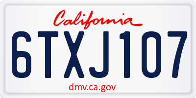 CA license plate 6TXJ107