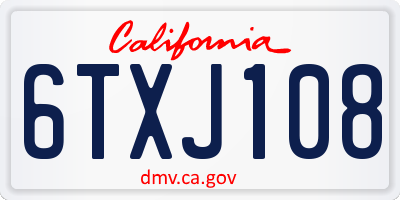 CA license plate 6TXJ108