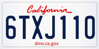CA license plate 6TXJ110