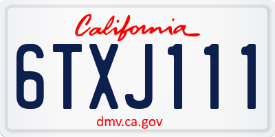 CA license plate 6TXJ111