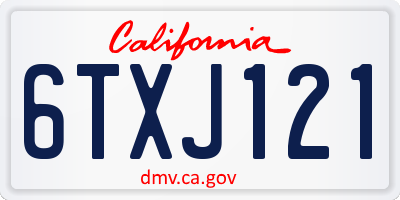 CA license plate 6TXJ121