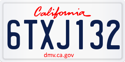 CA license plate 6TXJ132