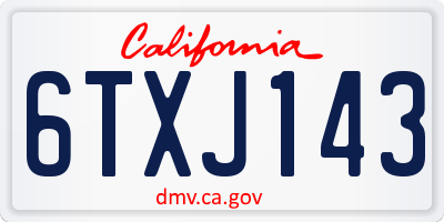 CA license plate 6TXJ143