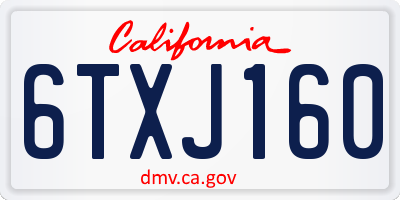CA license plate 6TXJ160
