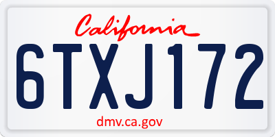 CA license plate 6TXJ172