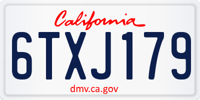 CA license plate 6TXJ179