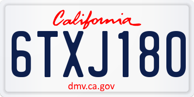 CA license plate 6TXJ180