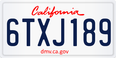 CA license plate 6TXJ189