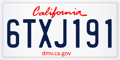 CA license plate 6TXJ191