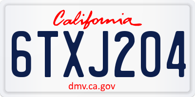 CA license plate 6TXJ204