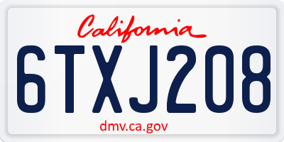 CA license plate 6TXJ208