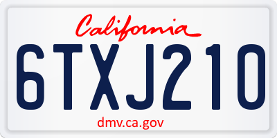 CA license plate 6TXJ210