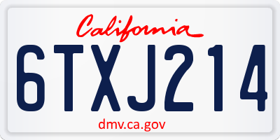 CA license plate 6TXJ214