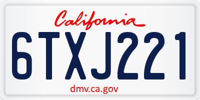 CA license plate 6TXJ221