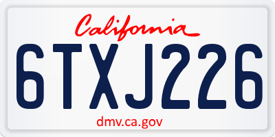 CA license plate 6TXJ226