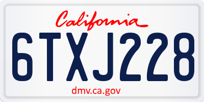 CA license plate 6TXJ228