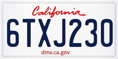 CA license plate 6TXJ230