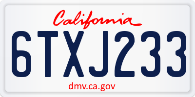 CA license plate 6TXJ233