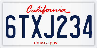 CA license plate 6TXJ234