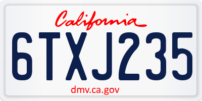 CA license plate 6TXJ235