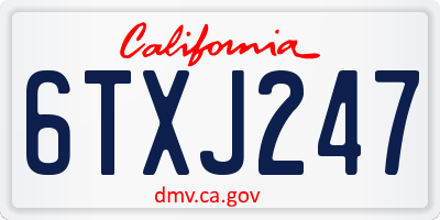 CA license plate 6TXJ247