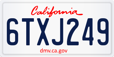 CA license plate 6TXJ249